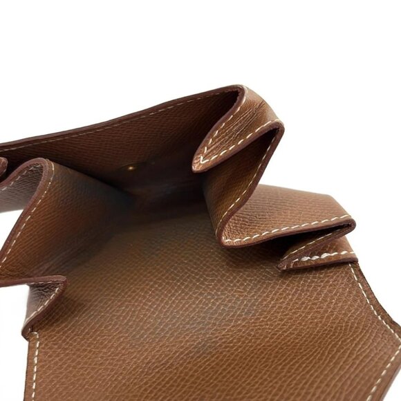 Auth HERMES Van Cattle - Gold Veau Graine Couchevel Square C Coin Case - Picture 2 of 4